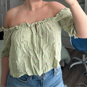 Billabong - Green Off Shoulder Top